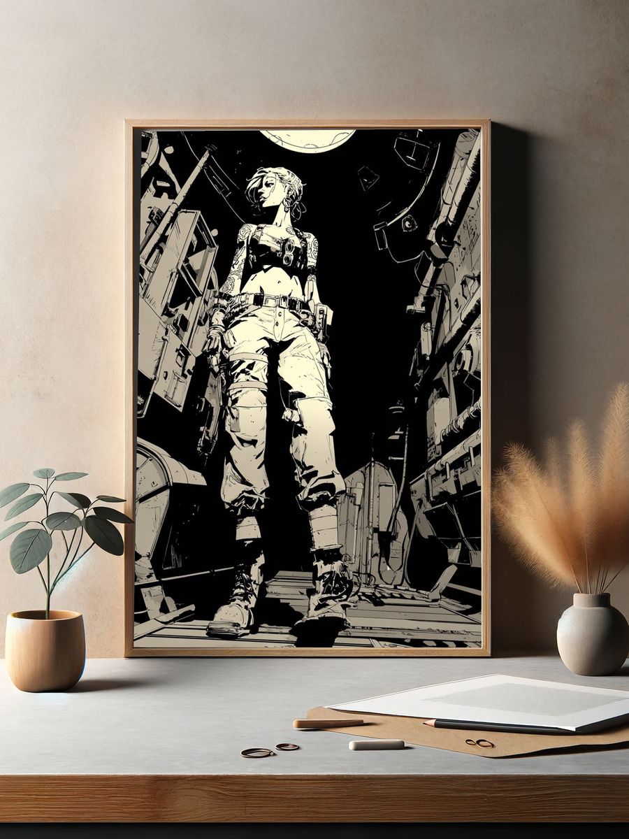Futuristic Warrior — Illustration Print. — room view 2