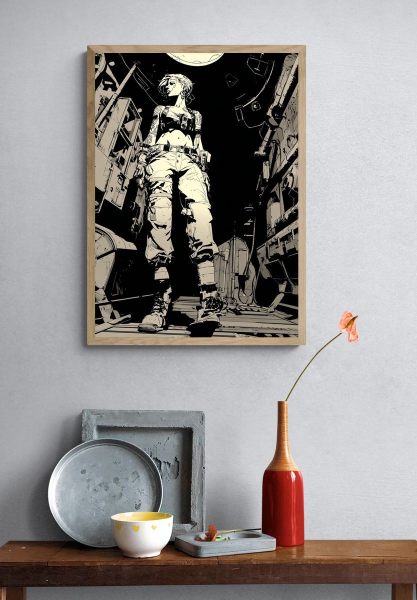 Futuristic Warrior — Illustration Print. — room view 3
