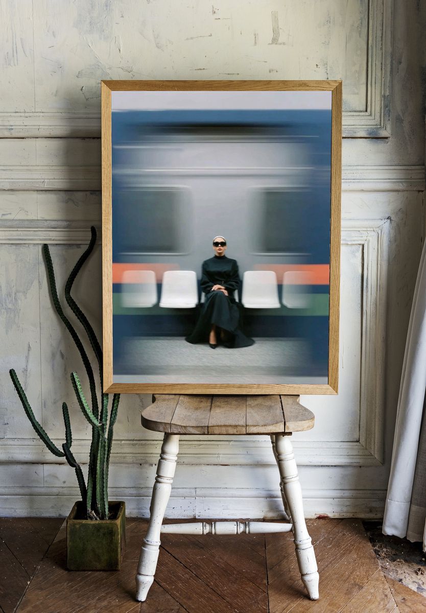 Fashionable Woman in Subway — Photography Print. — room view 1