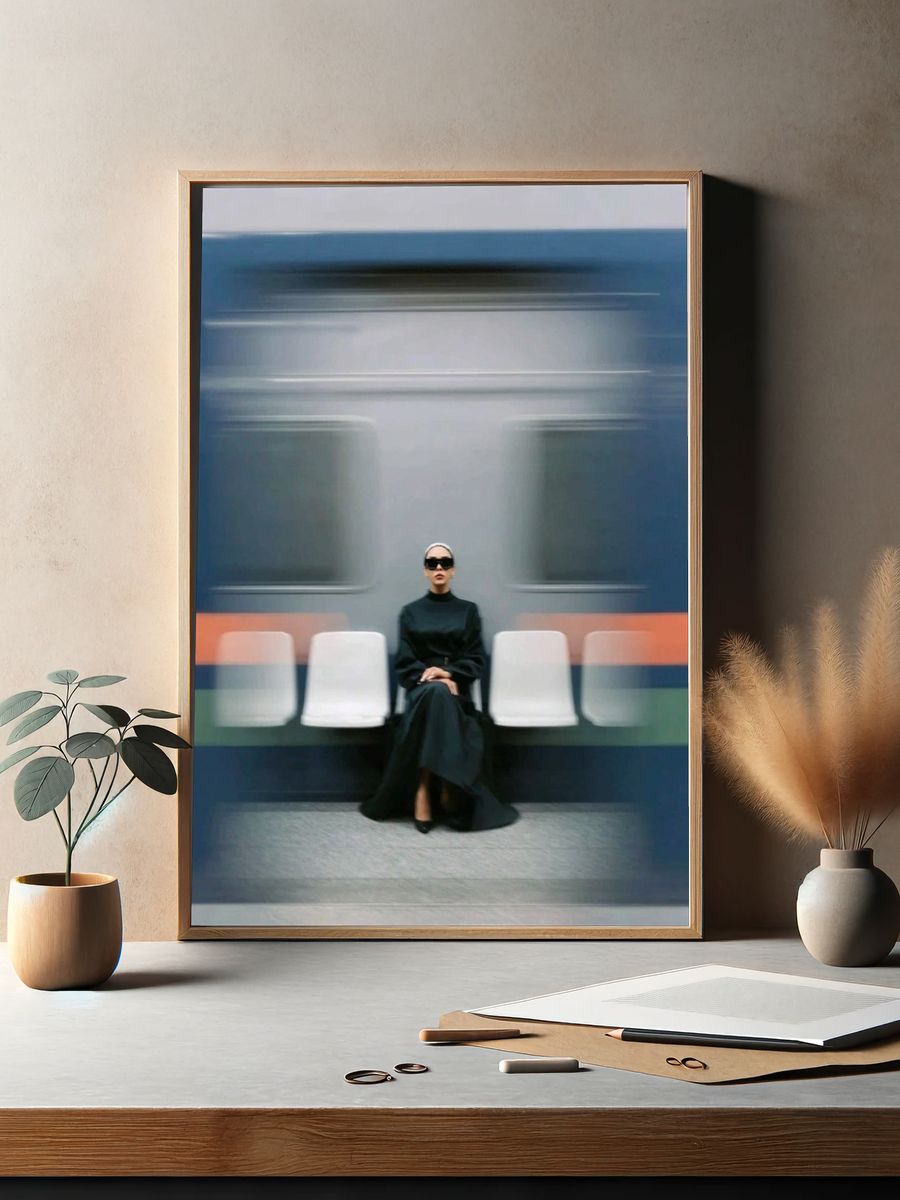 Fashionable Woman in Subway — Photography Print. — room view 2