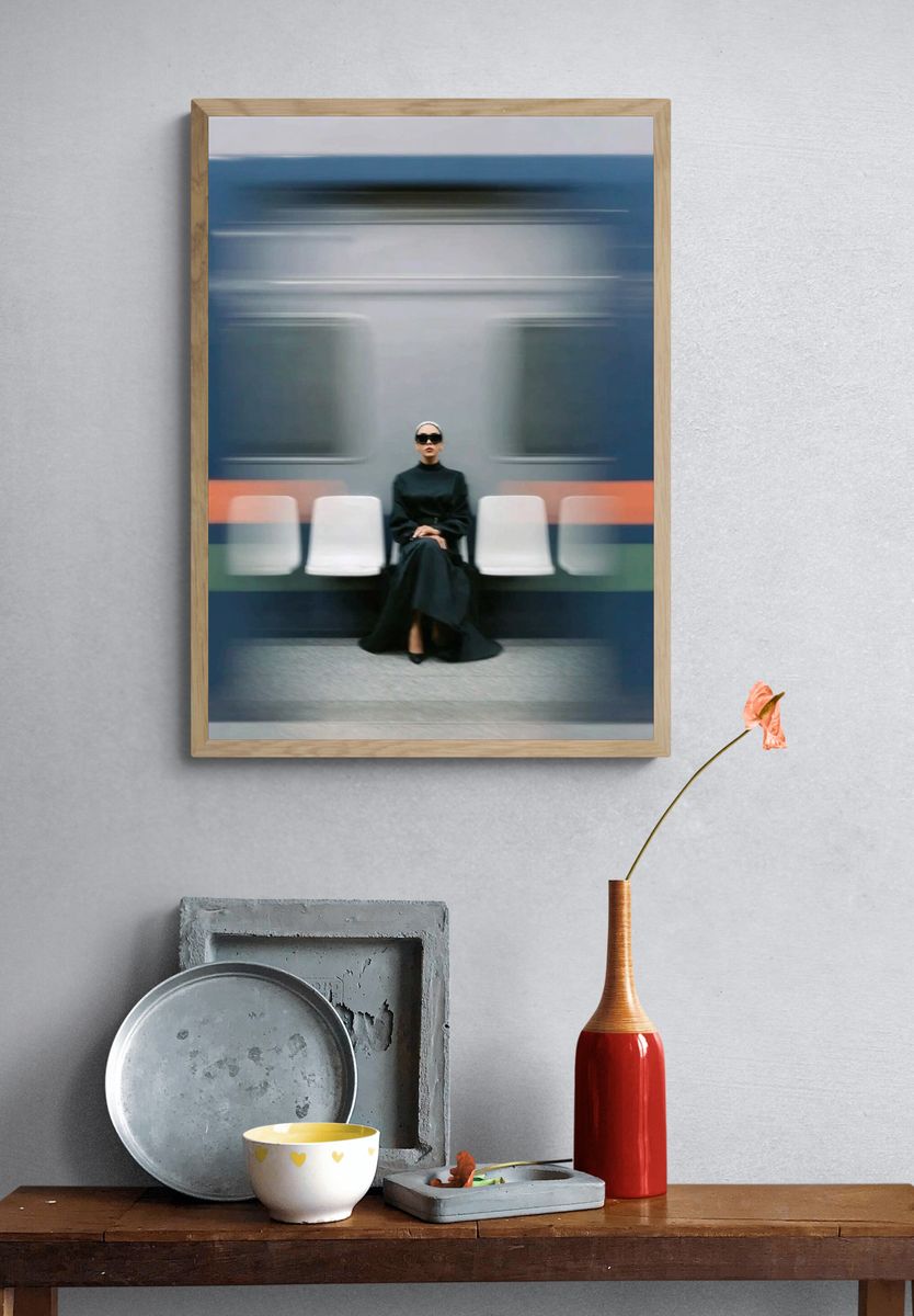 Fashionable Woman in Subway — Photography Print. — room view 3
