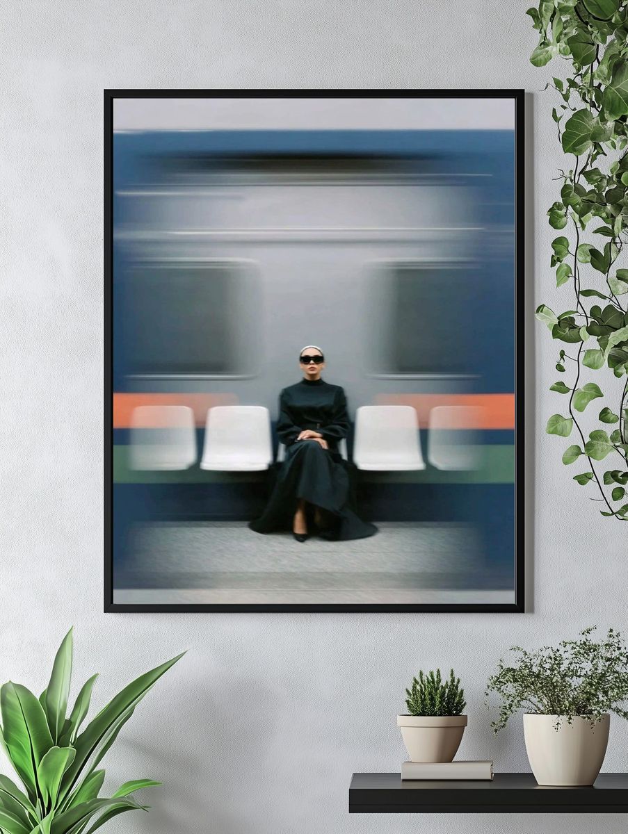 Fashionable Woman in Subway — Photography Print. — room view 4