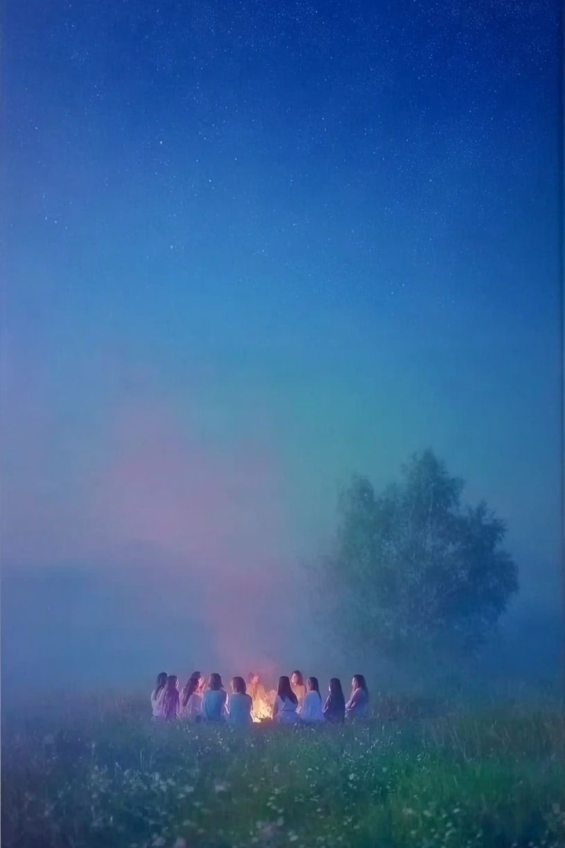 Gathering Around the Fire — Fine Art Print. poster detail