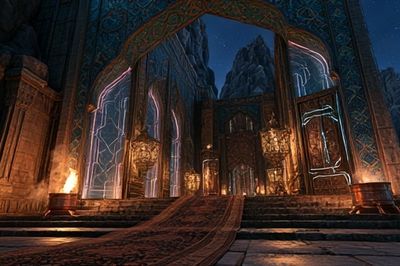 Mystic Temple Gate Fantasy Print. poster