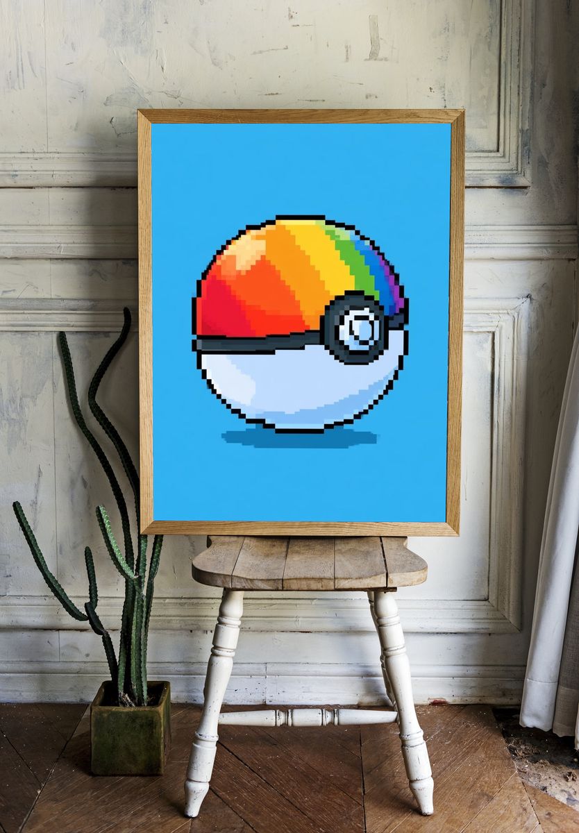 Pixel Poké Ball Pride Poster. room preview