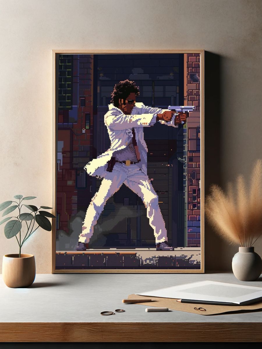 Pixel Gunman Action Poster. — room view 2