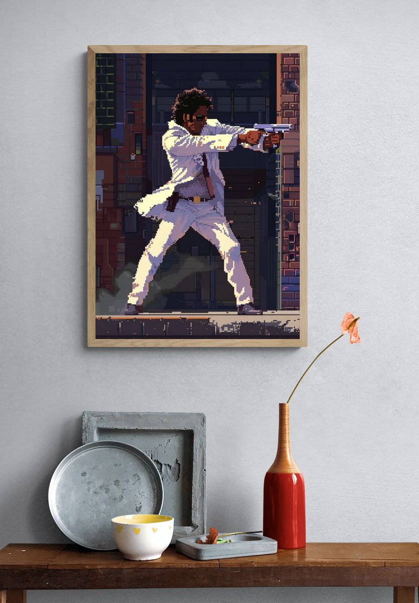 Pixel Gunman Action Poster. — room view 3