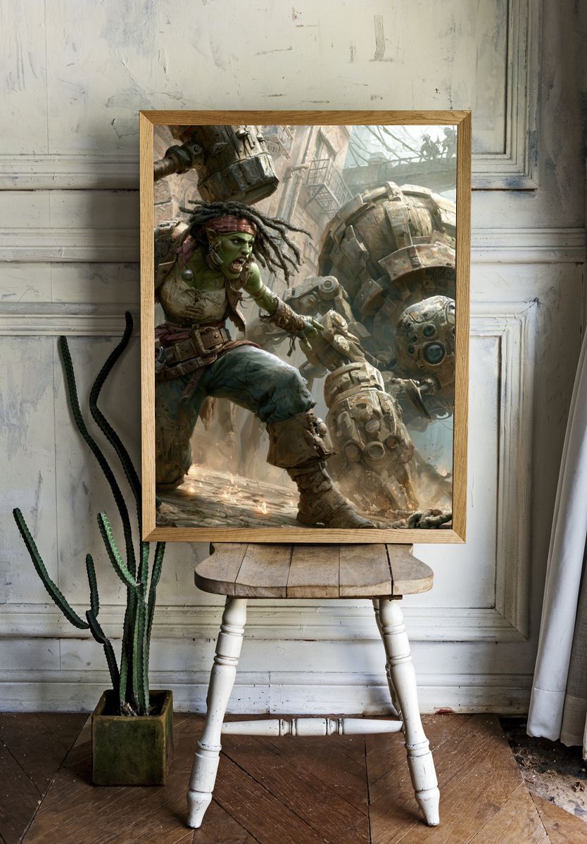 Orc Warrior Mech Battle Print. room preview
