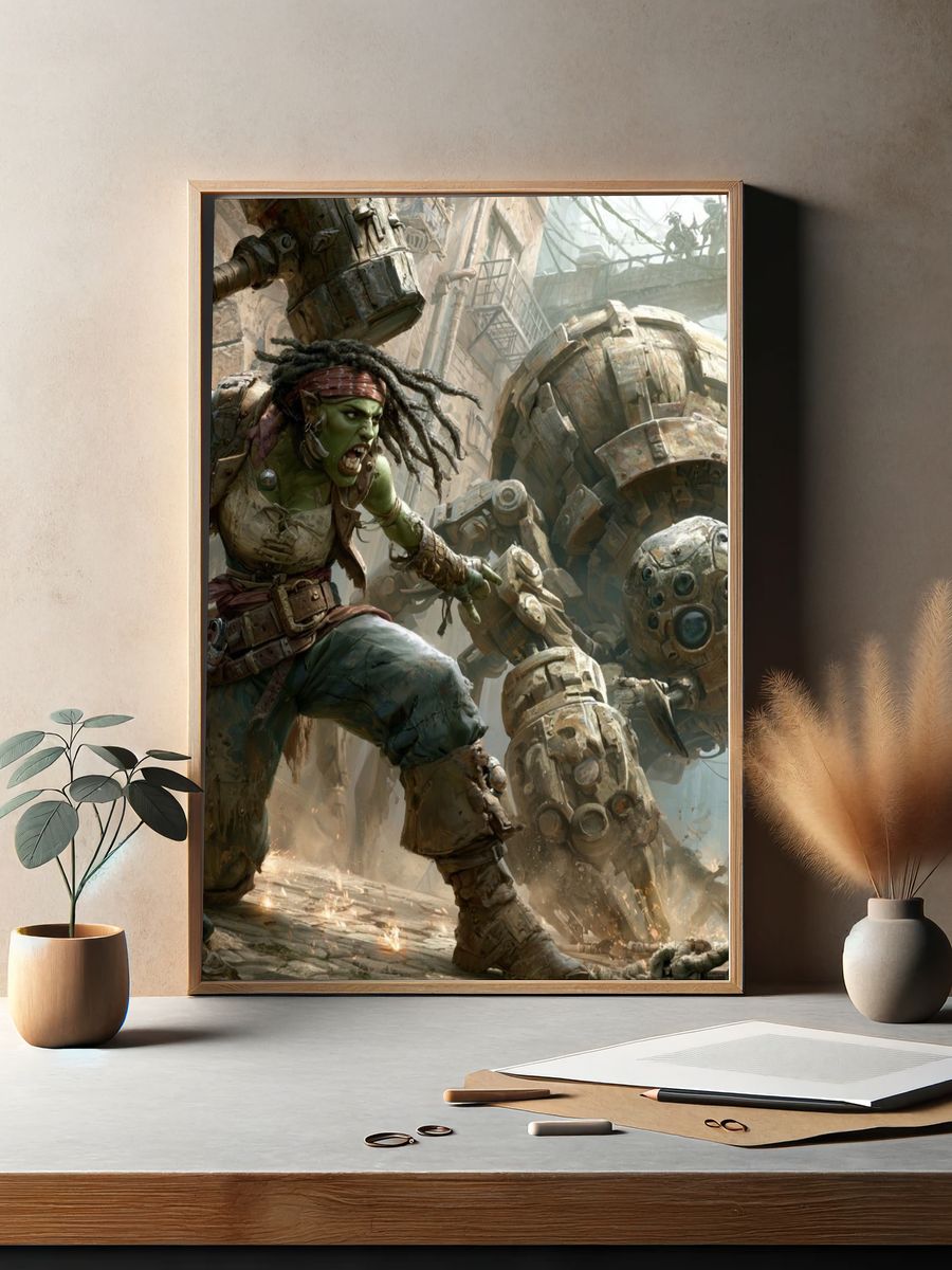Orc Warrior Mech Battle Print. — room view 2