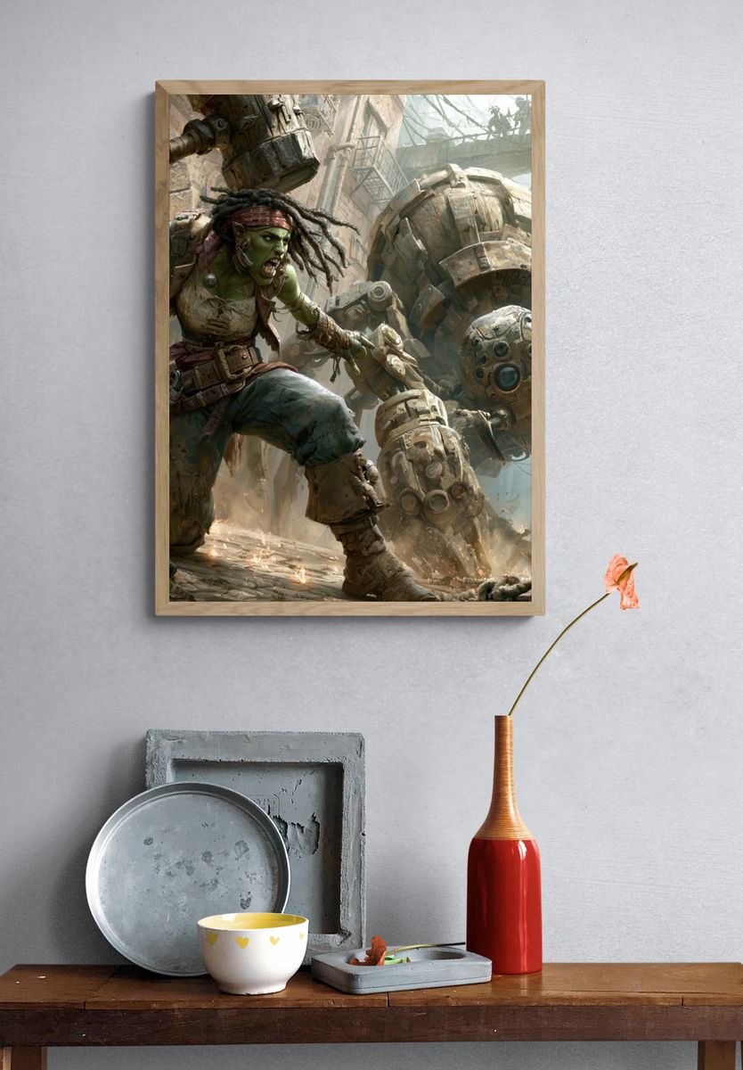 Orc Warrior Mech Battle Print. — room view 3