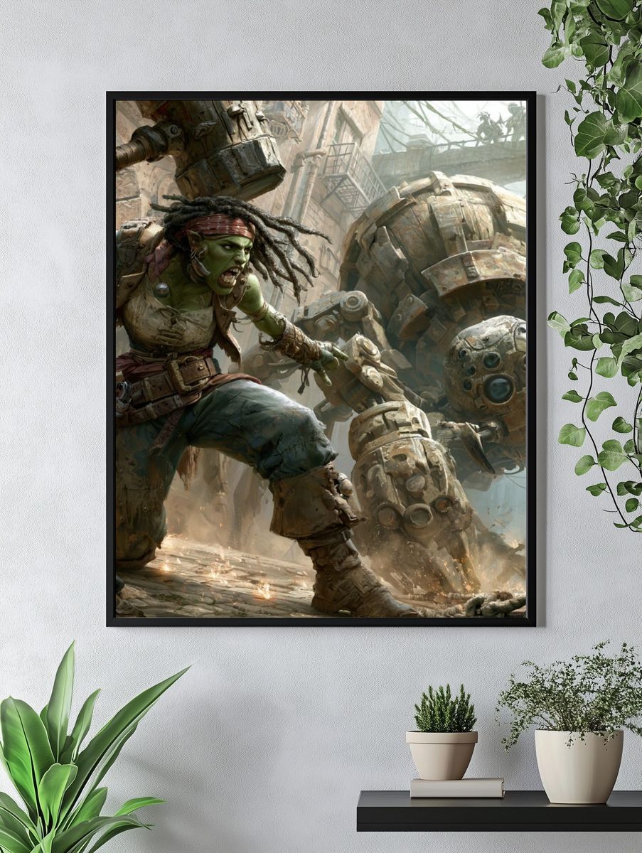 Orc Warrior Mech Battle Print. — room view 4