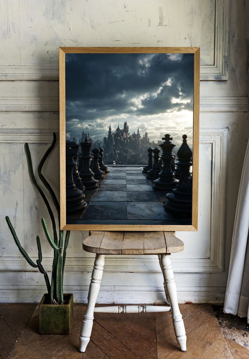 Chess Cityscape Fantasy Print. — room view 1