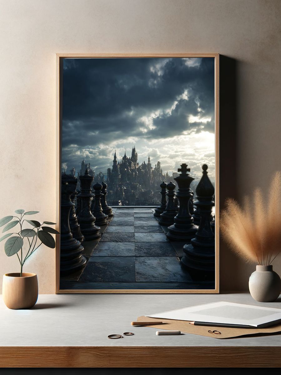 Chess Cityscape Fantasy Print. — room view 2