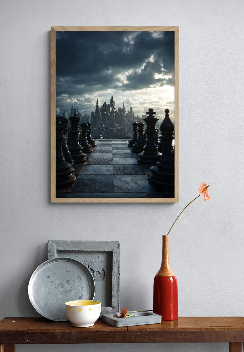 Chess Cityscape Fantasy Print. — room view 3