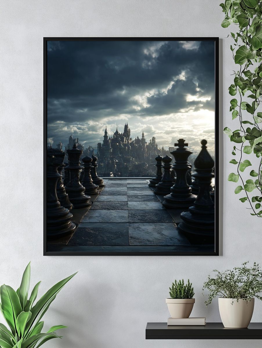 Chess Cityscape Fantasy Print. — room view 4
