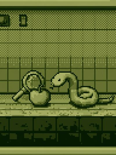 Pixel Snake and Apple Poster.