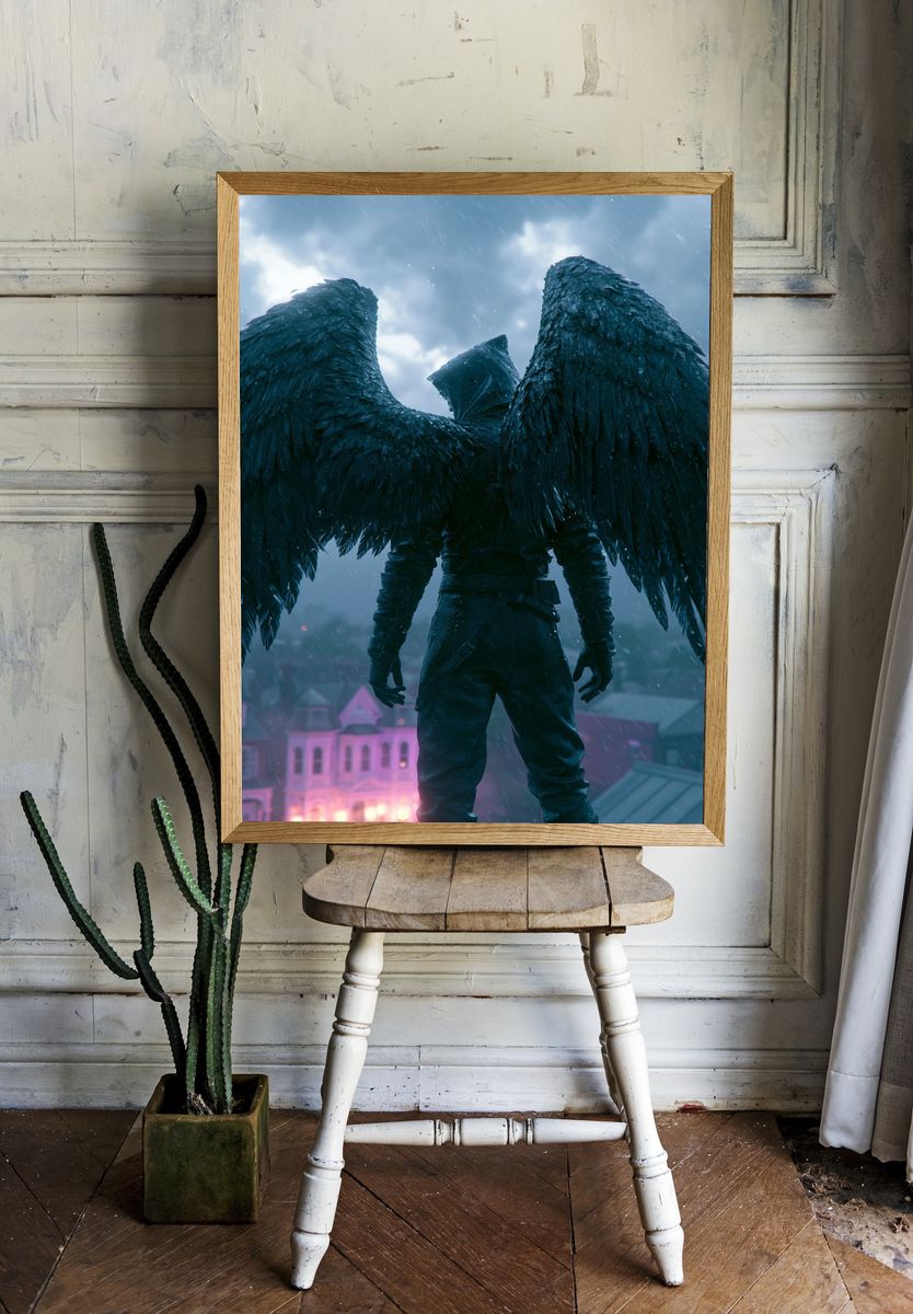 Winged Figure in Storm Poster. room preview