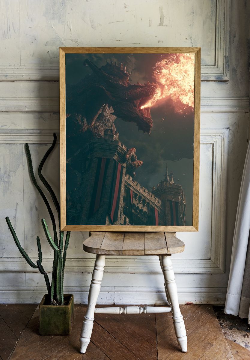 Dragon Siege Fantasy Poster. — room view 1