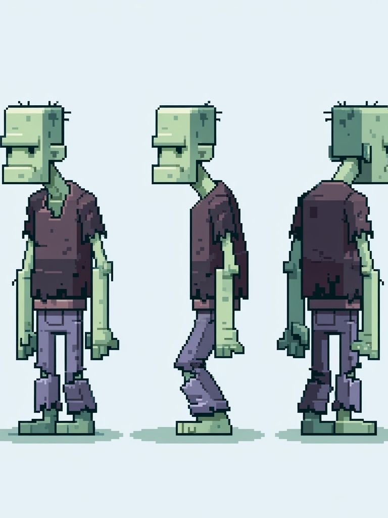 Pixel Zombie Character Poster. poster detail