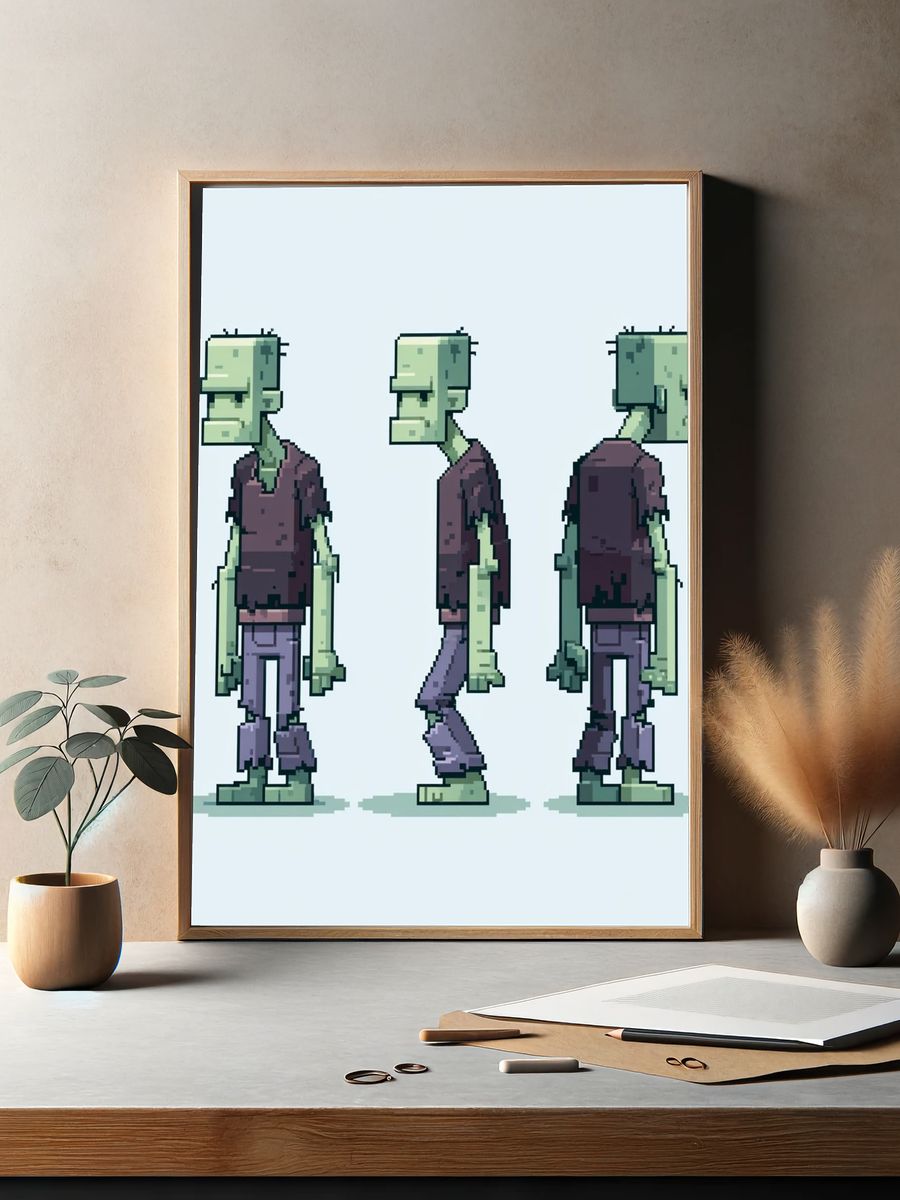 Pixel Zombie Character Poster. — room view 2