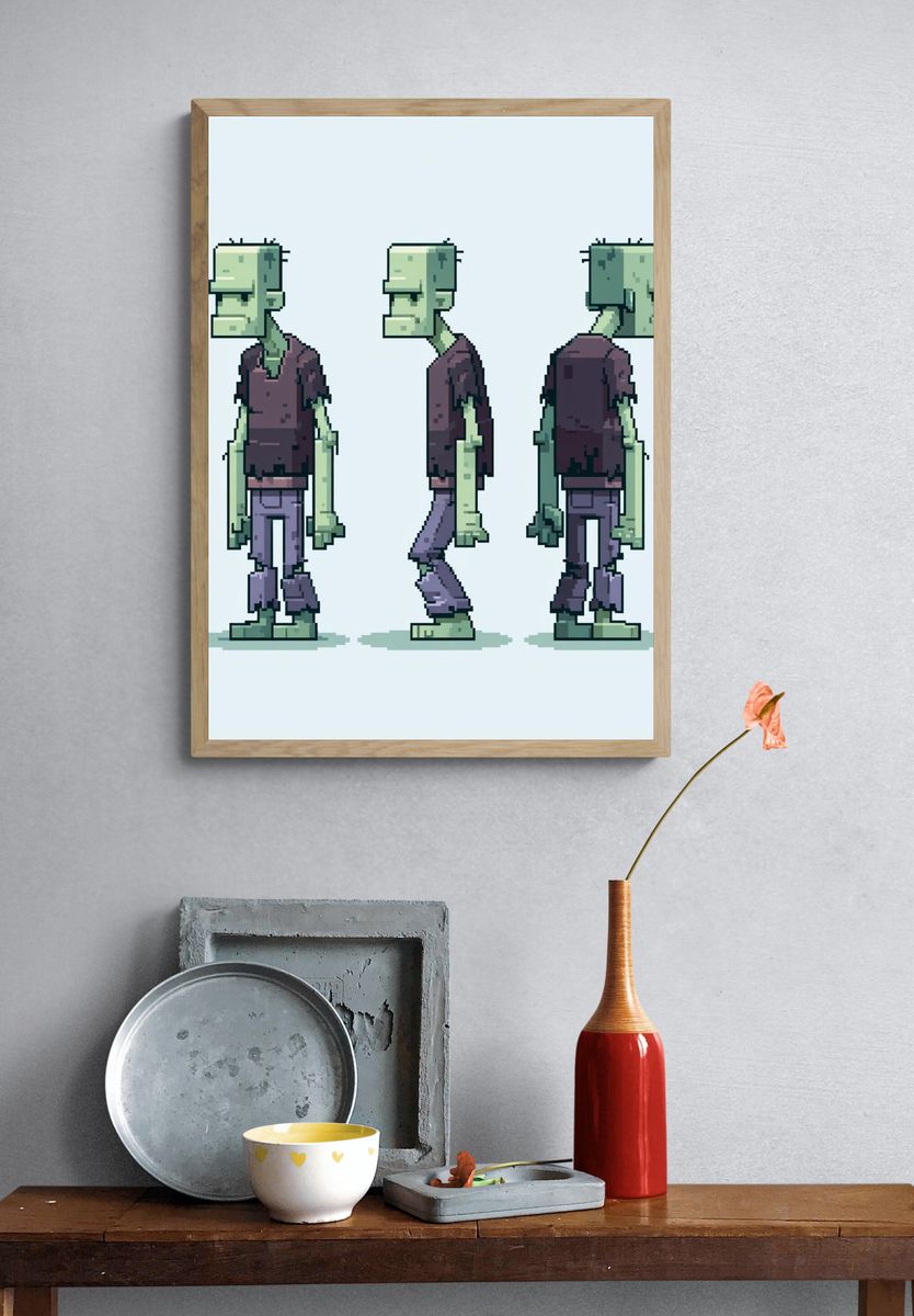 Pixel Zombie Character Poster. — room view 3