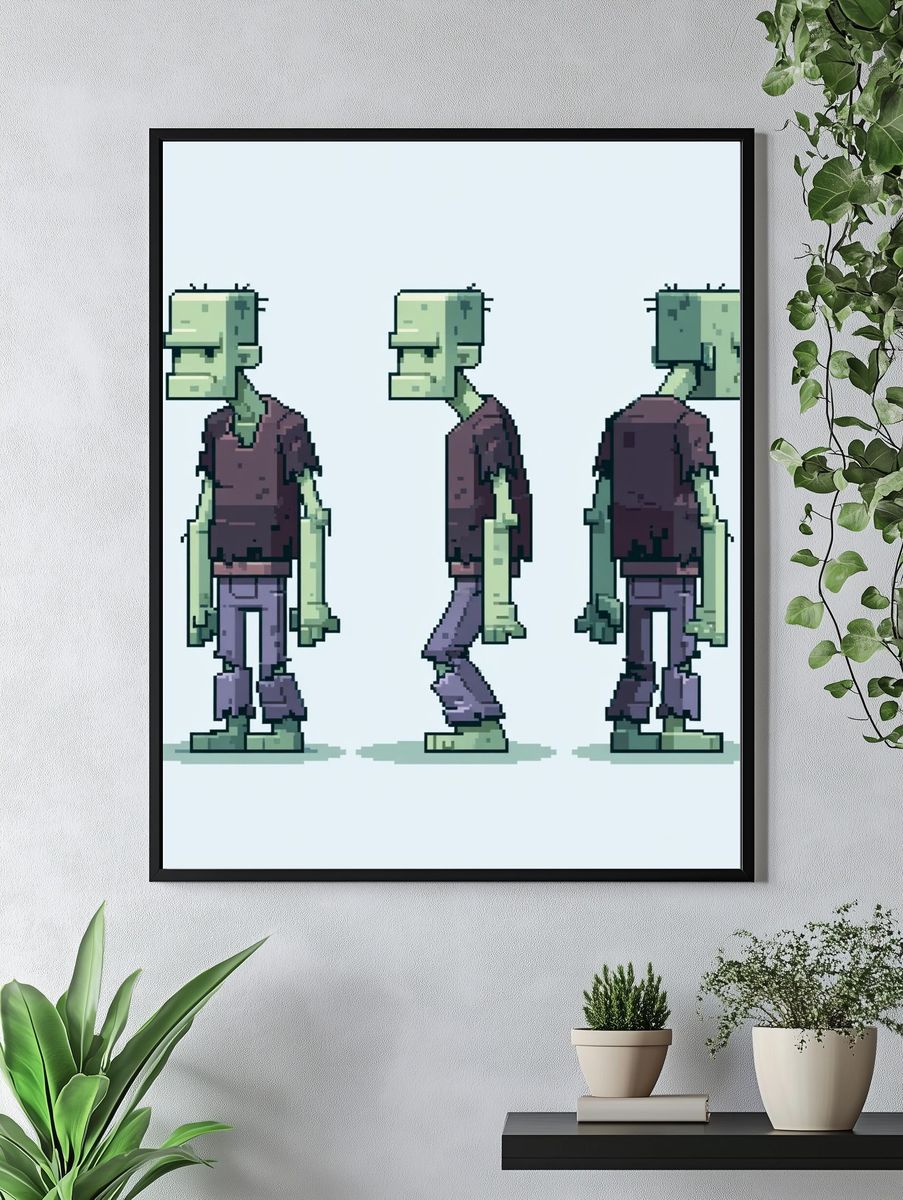 Pixel Zombie Character Poster. — room view 4