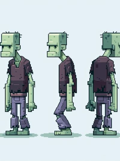 Pixel Zombie Character Poster.