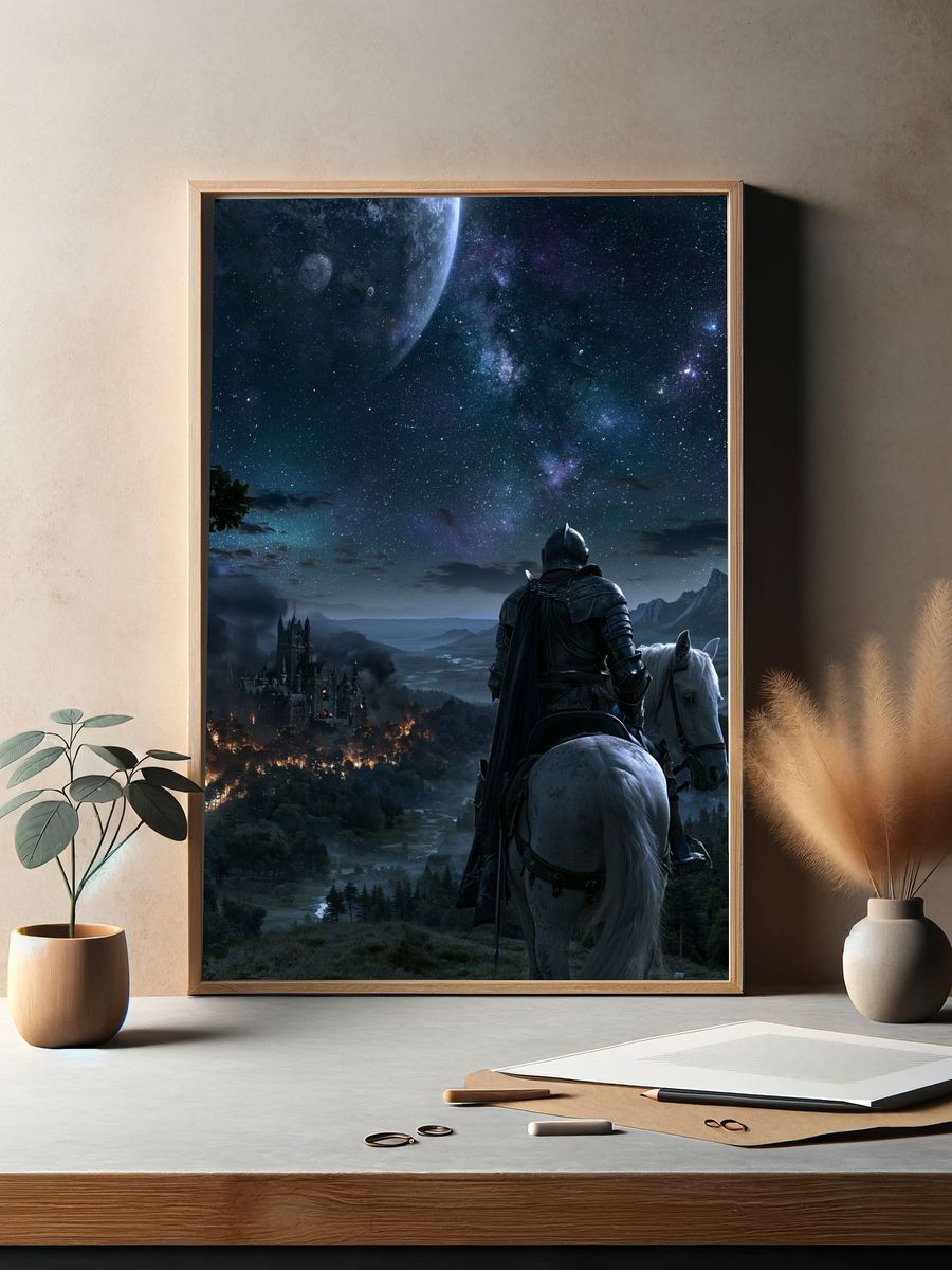 Knight Under Starry Sky Poster. — room view 2