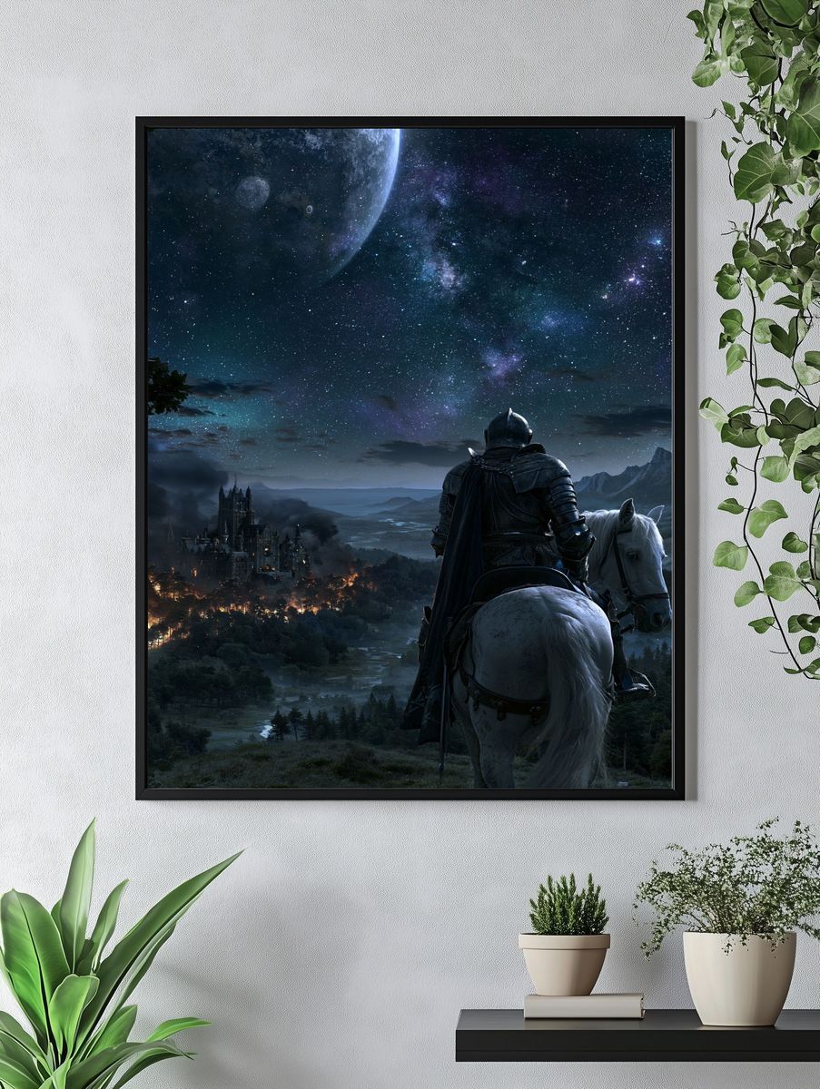 Knight Under Starry Sky Poster. — room view 4