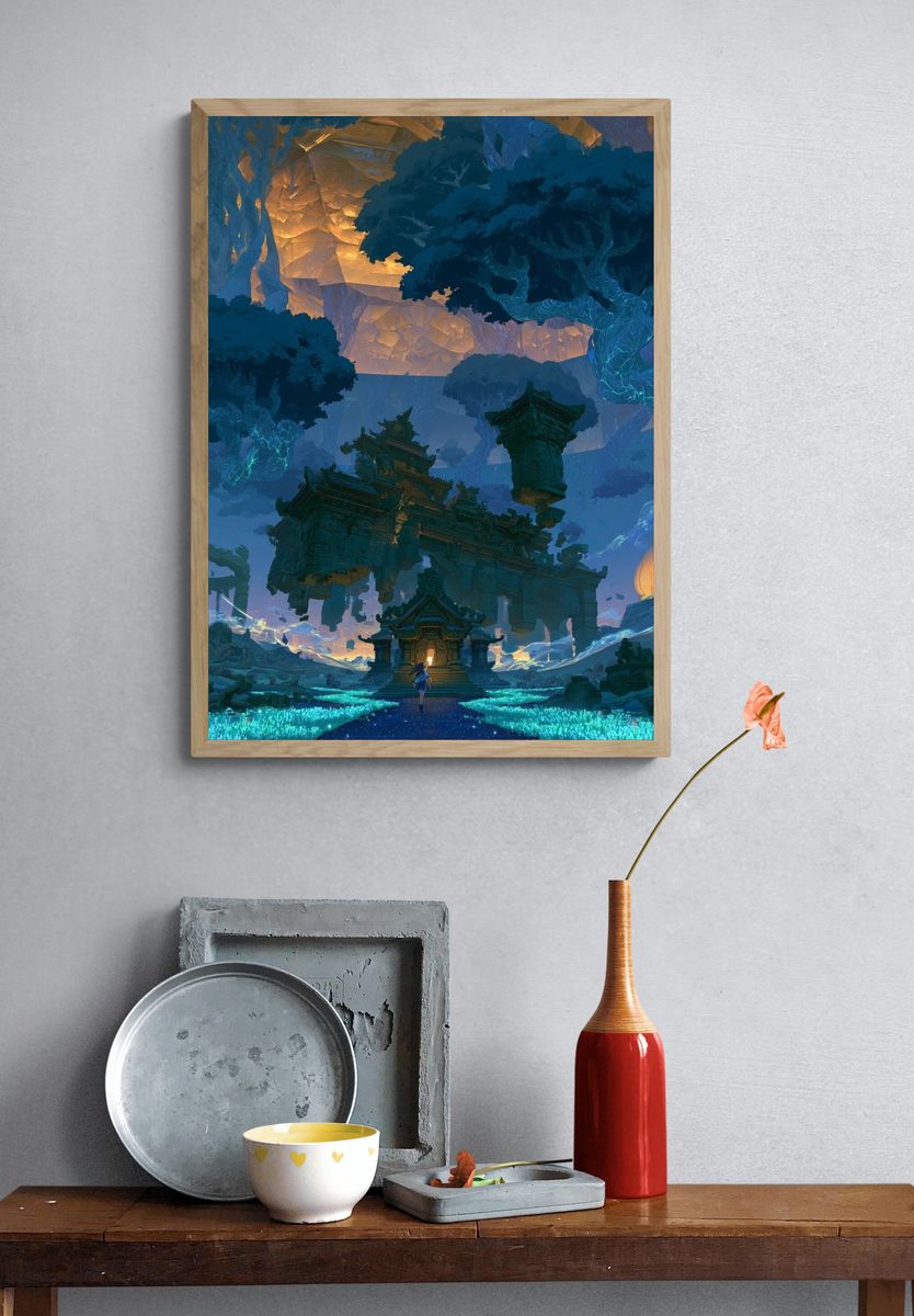 Mystic Temple Landscape Print. — room view 3