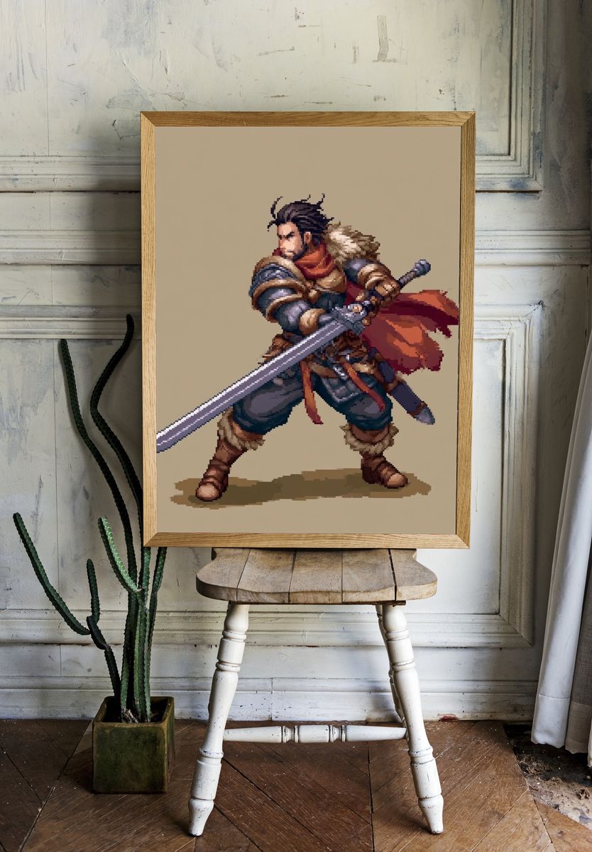 Pixel Warrior Fantasy Print. room preview