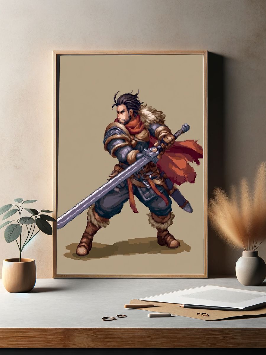 Pixel Warrior Fantasy Print. — room view 2