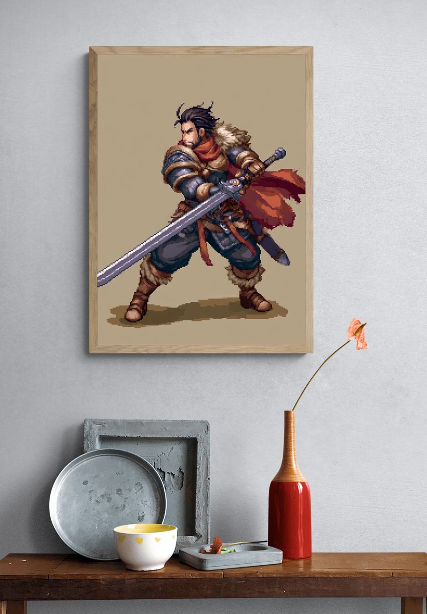 Pixel Warrior Fantasy Print. — room view 3