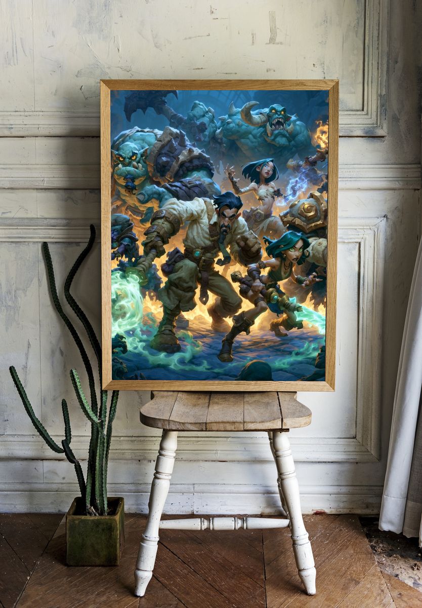 Fantasy Dungeon Heroes Illustration Poster. — room view 1