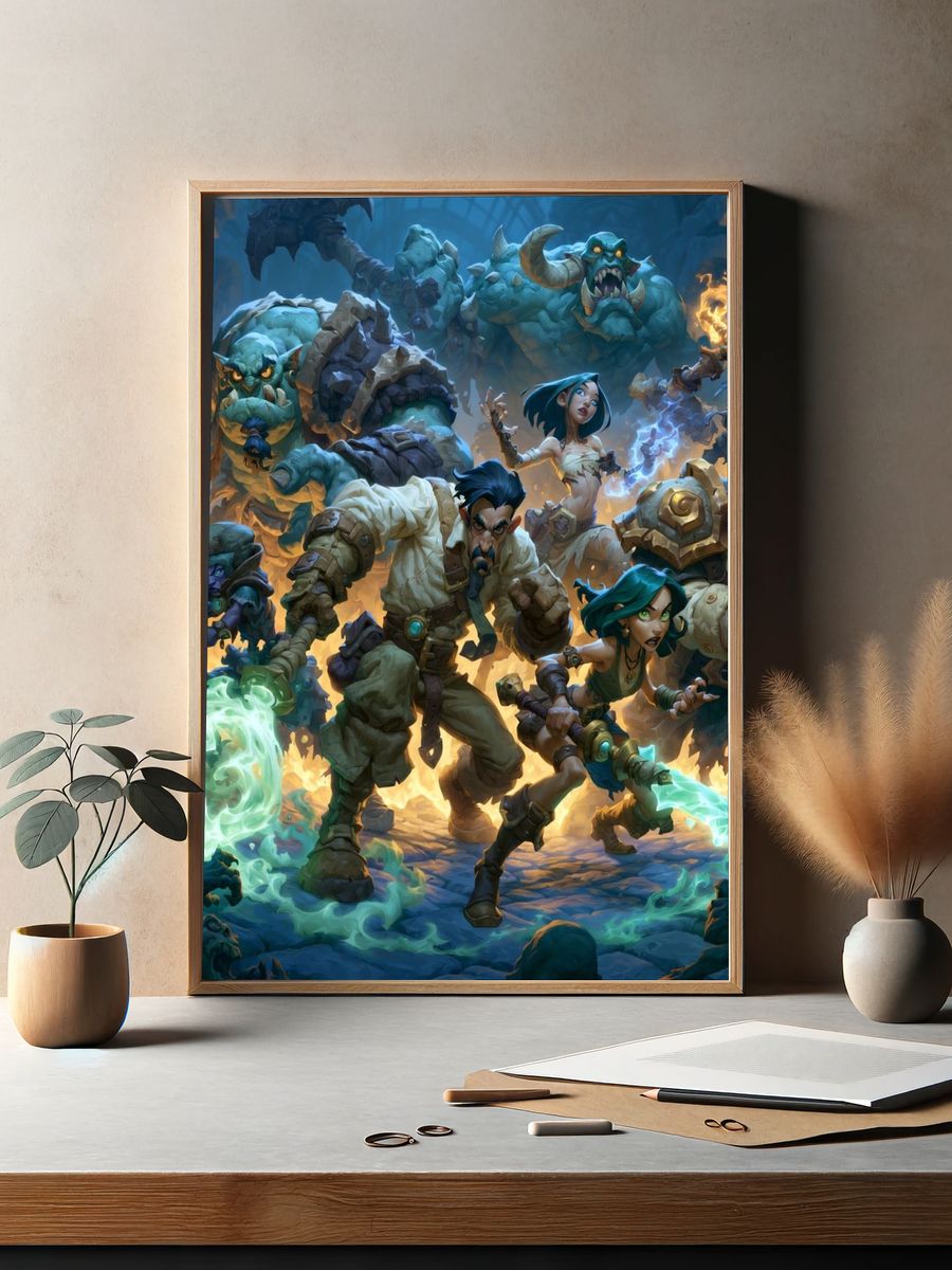 Fantasy Dungeon Heroes Illustration Poster. — room view 2