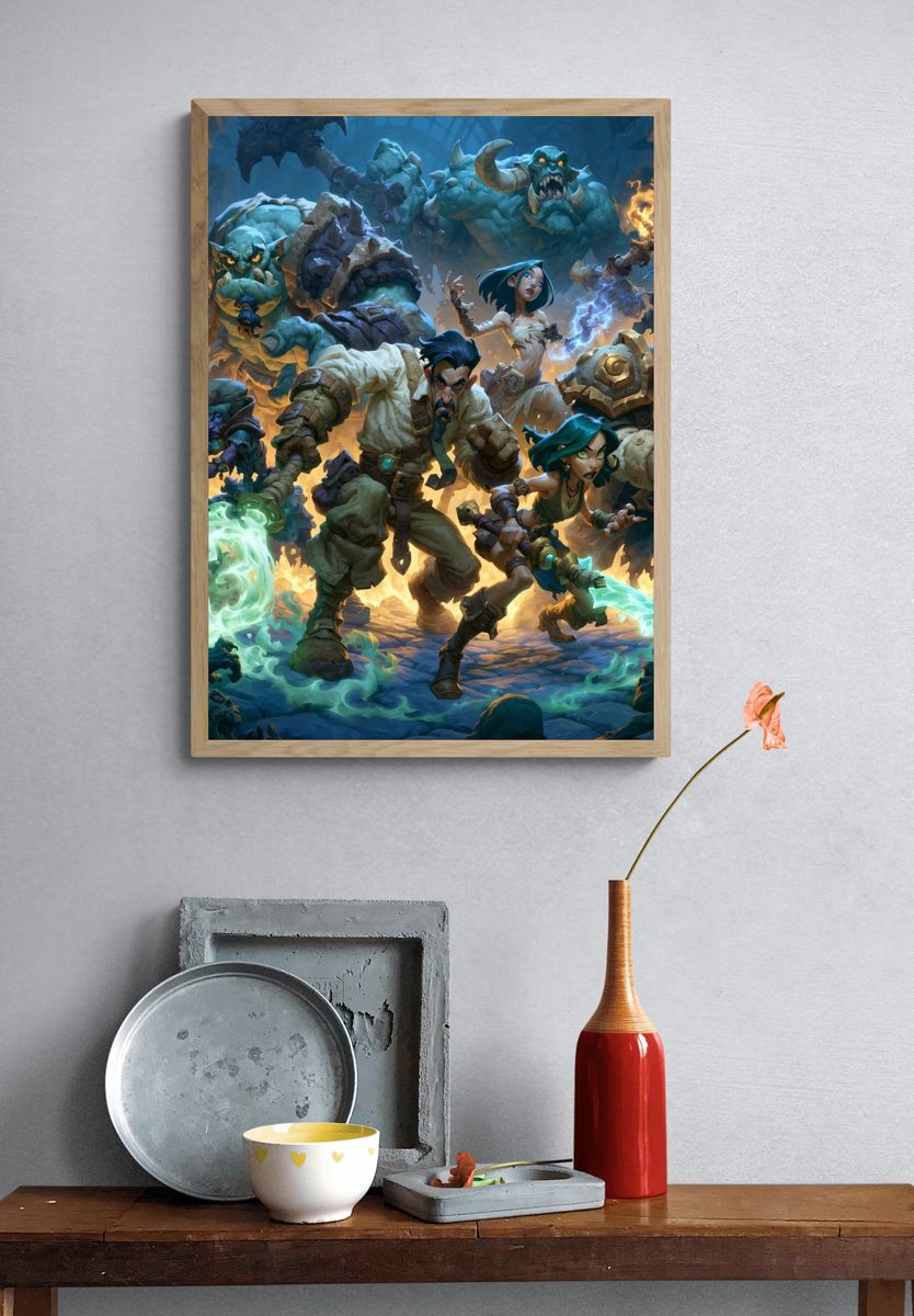 Fantasy Dungeon Heroes Illustration Poster. — room view 3
