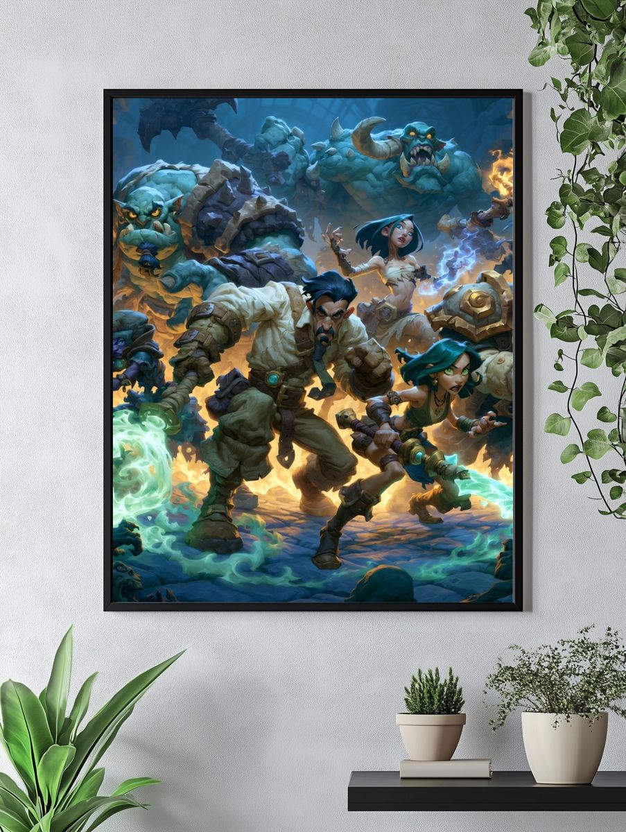 Fantasy Dungeon Heroes Illustration Poster. — room view 4