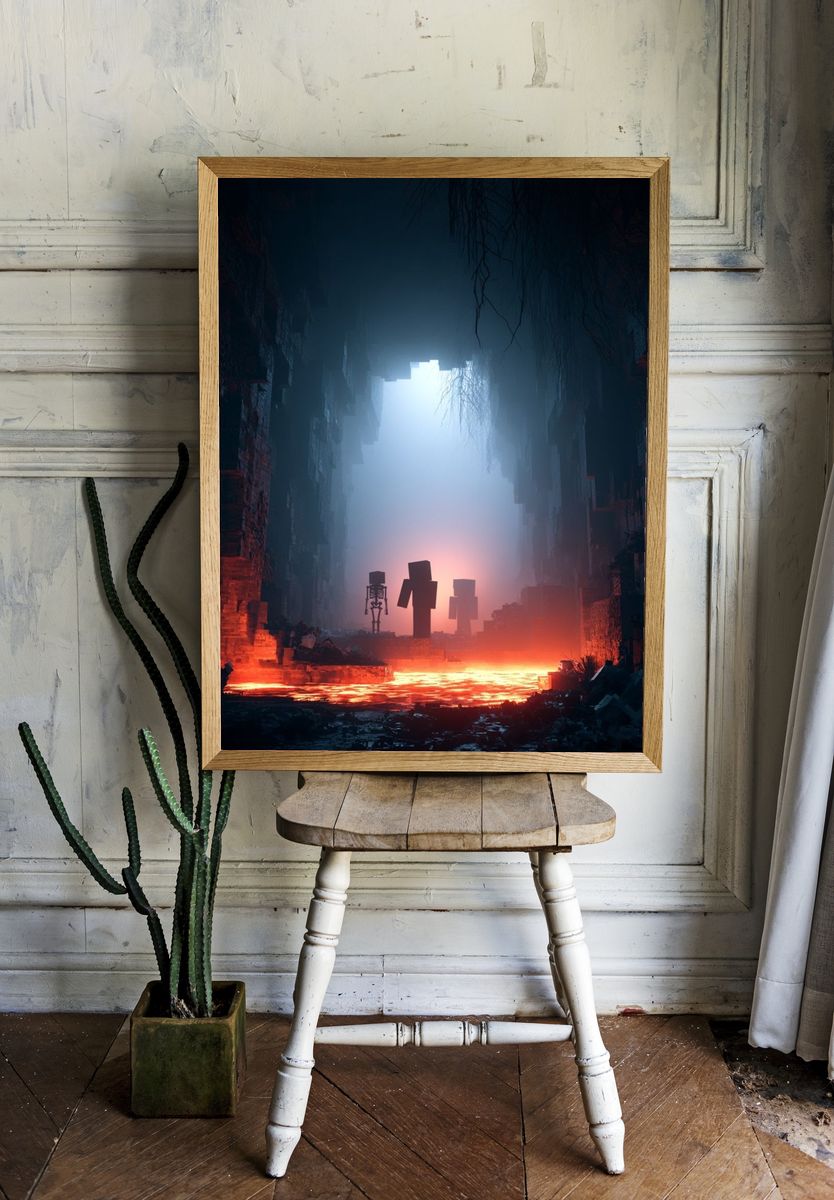 Minecraft Cave Scene Sci-Fi Poster. room preview
