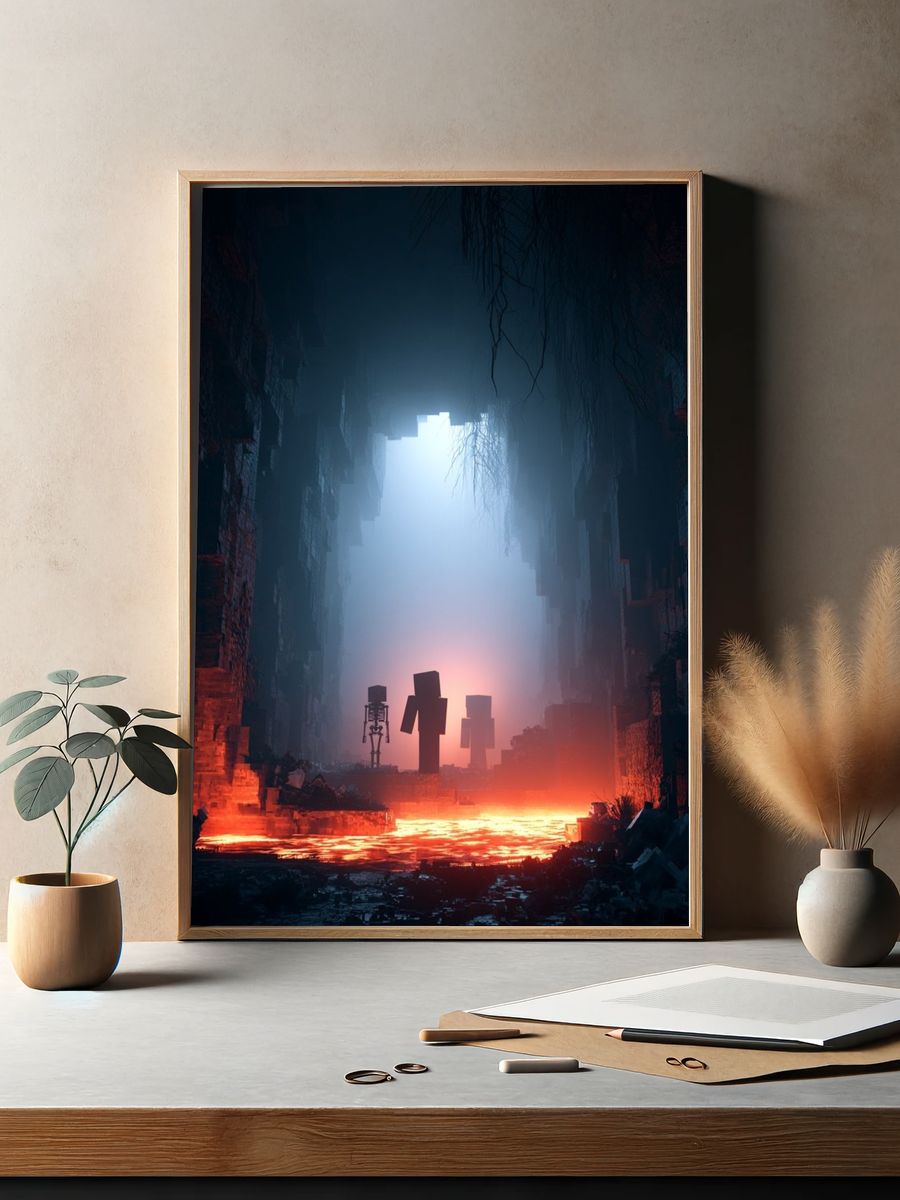 Minecraft Cave Scene Sci-Fi Poster. — room view 2