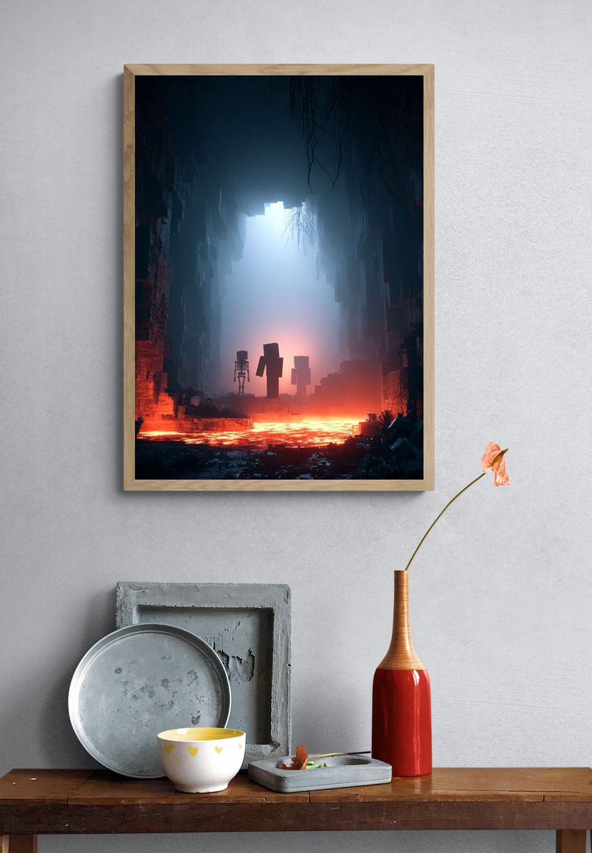 Minecraft Cave Scene Sci-Fi Poster. — room view 3