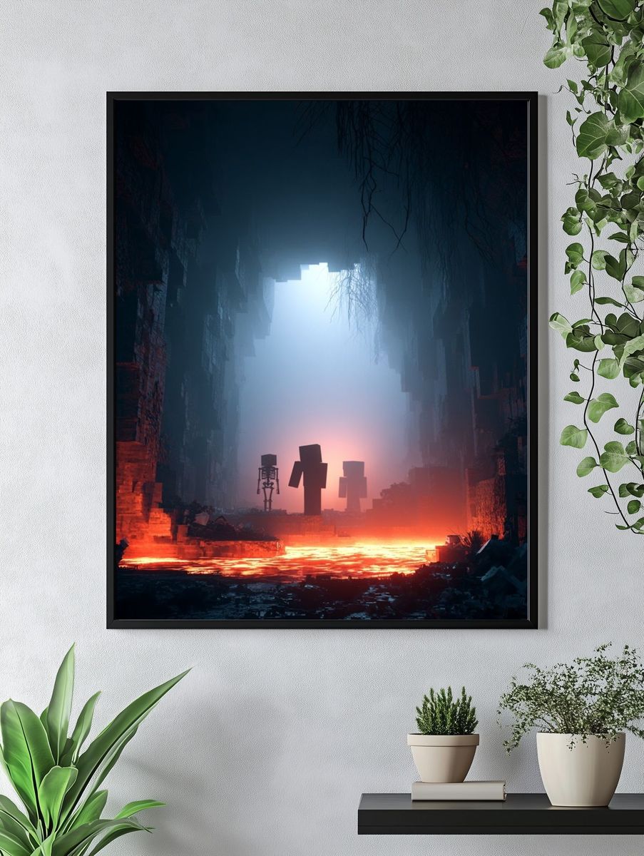 Minecraft Cave Scene Sci-Fi Poster. — room view 4