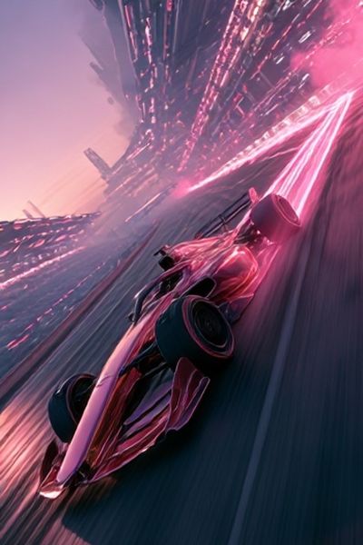 Neon Futuristic Race Car Poster. poster