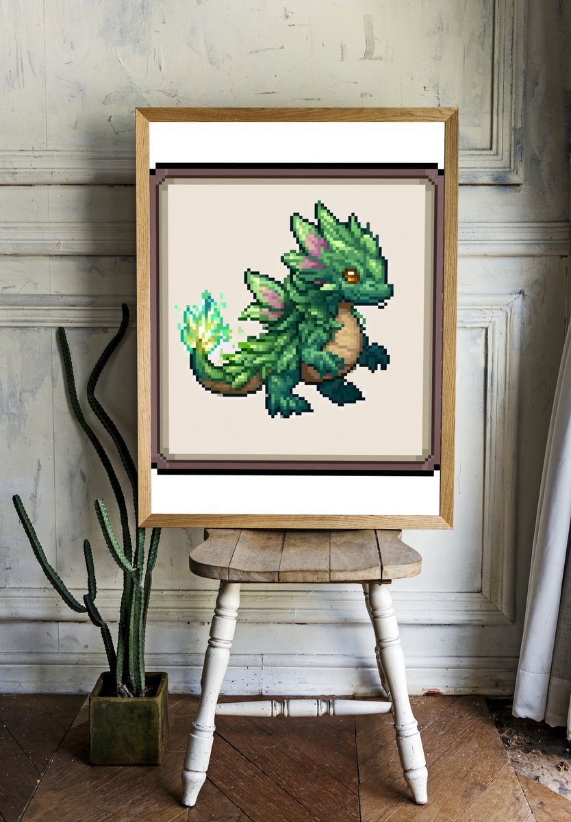 Pixel Dragon Illustration Poster. room preview
