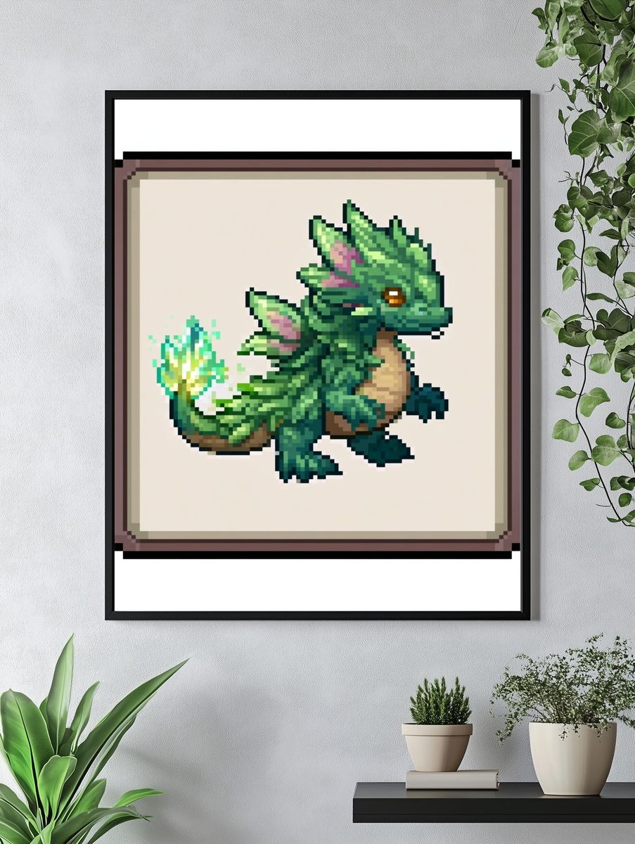 Pixel Dragon Illustration Poster. — room view 4