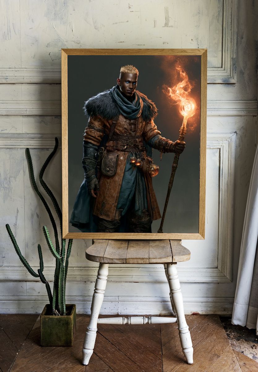 Fire Mage Fantasy Character Poster. room preview