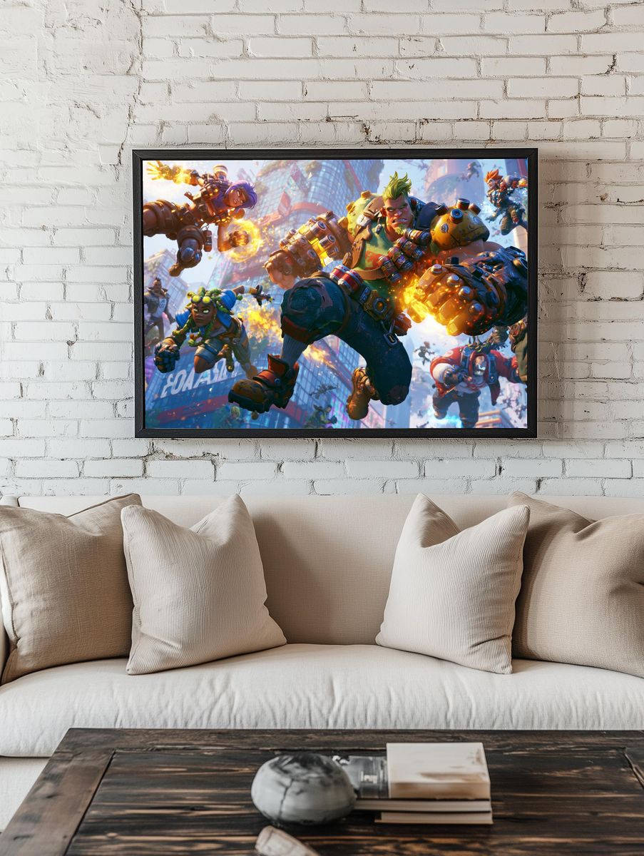 Cyberpunk Brawler Action Print. room preview