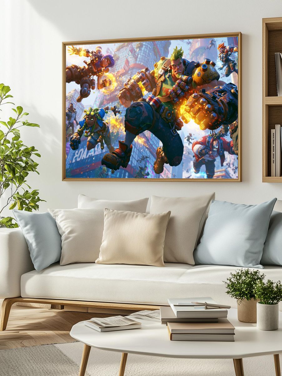 Cyberpunk Brawler Action Print. — room view 2