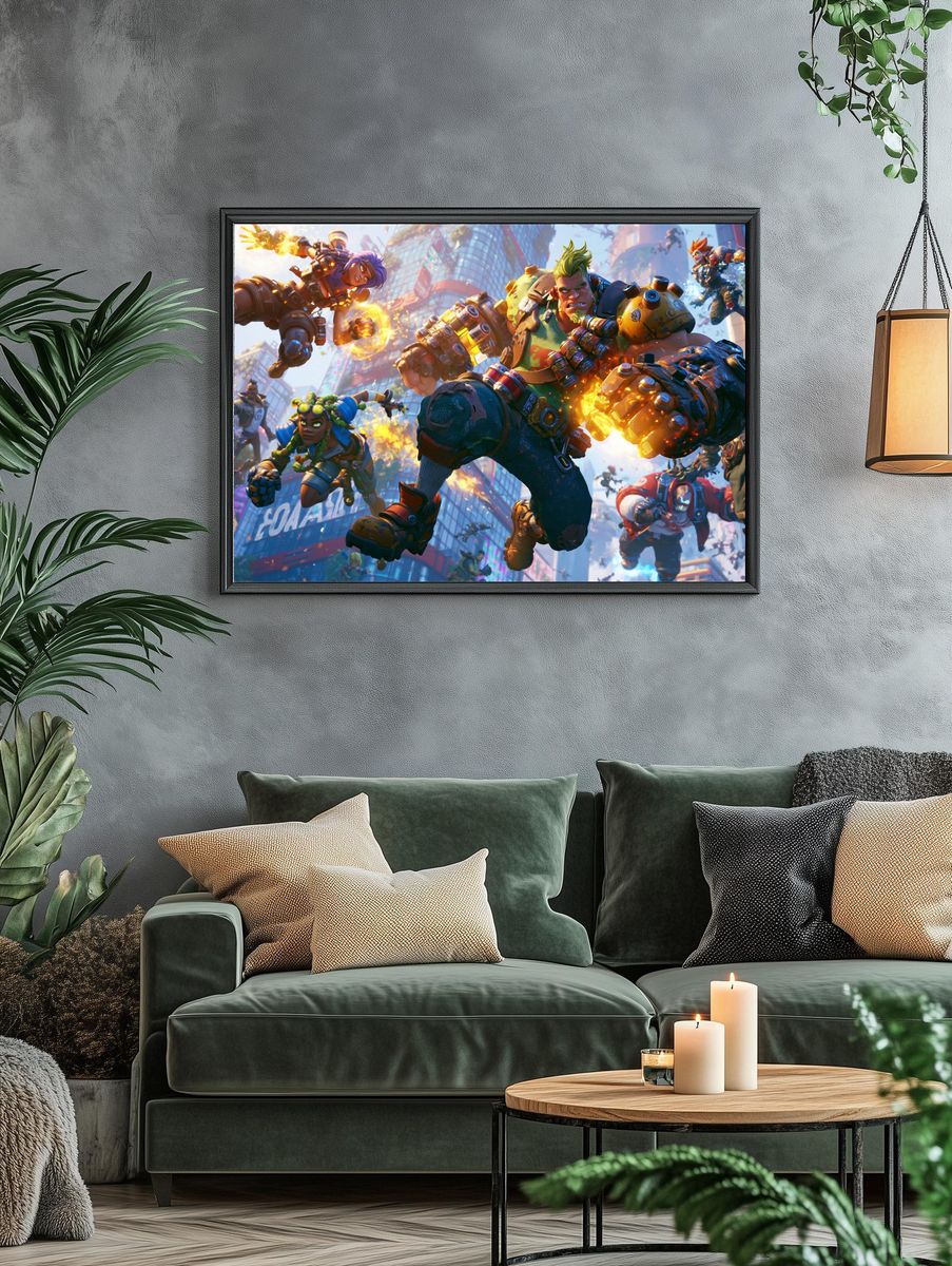 Cyberpunk Brawler Action Print. — room view 4