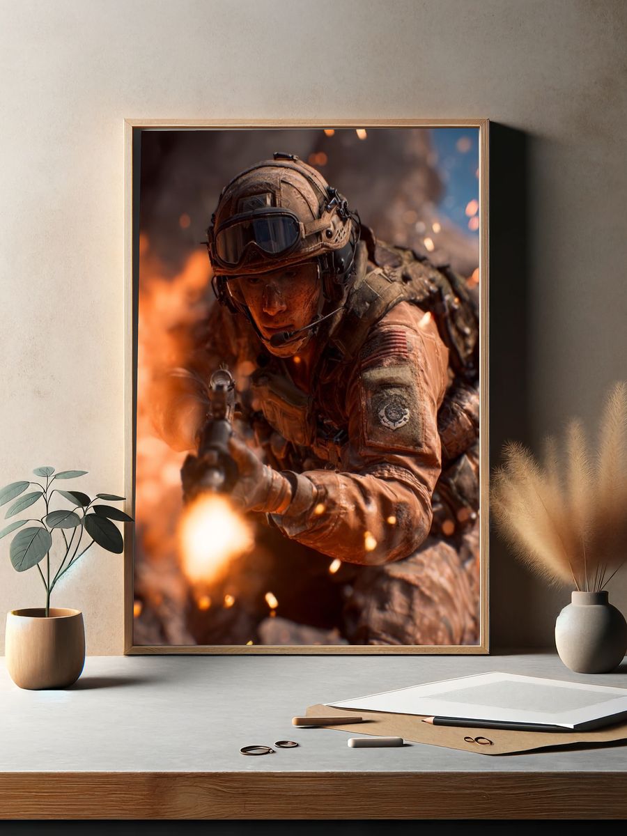 Soldier in Combat — Action Print. — room view 2