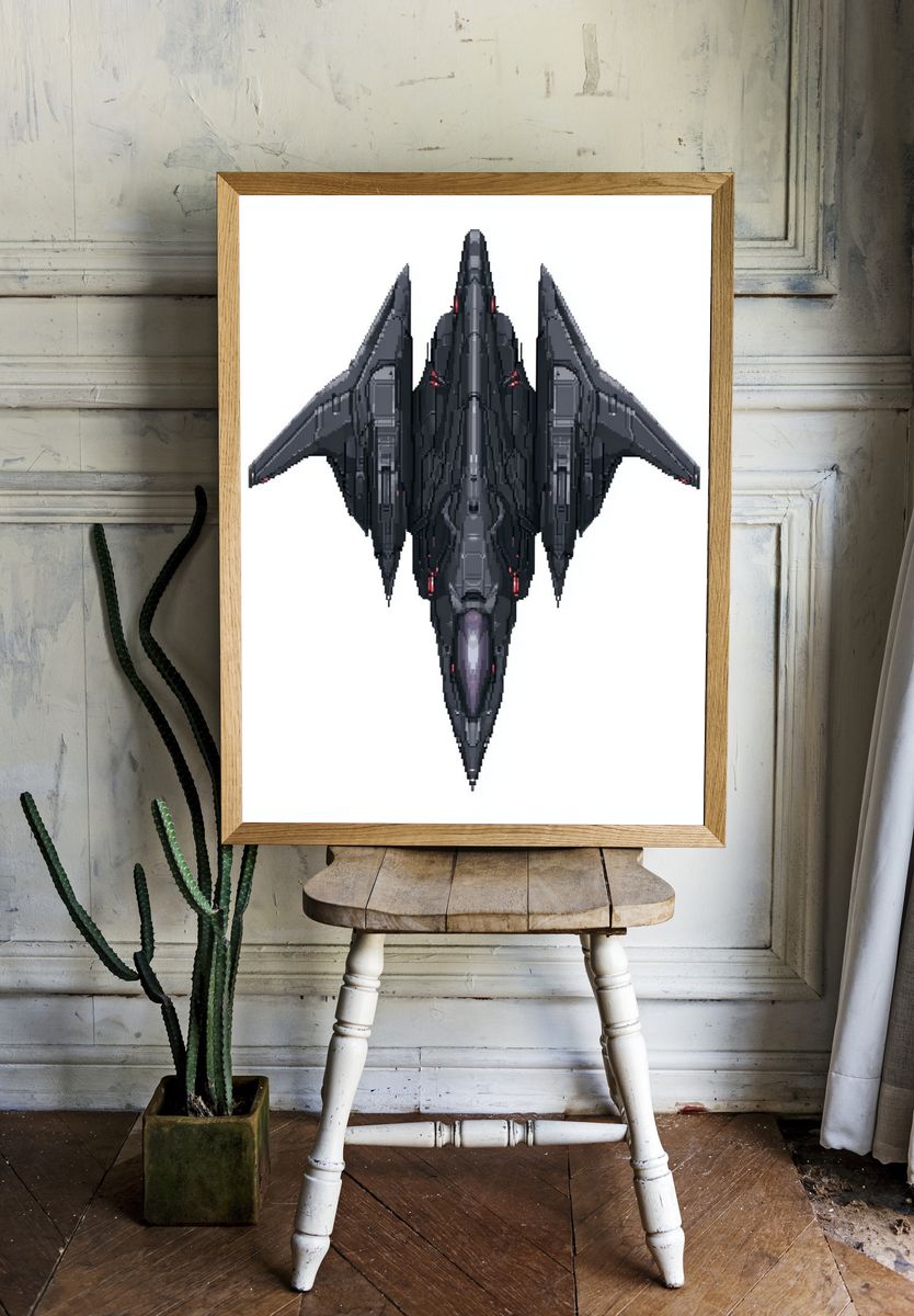 Pixel Space Fighter Poster. — room view 1